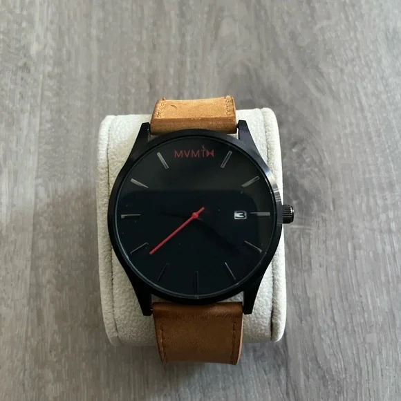 MVMT Black Watch with Tan Strap